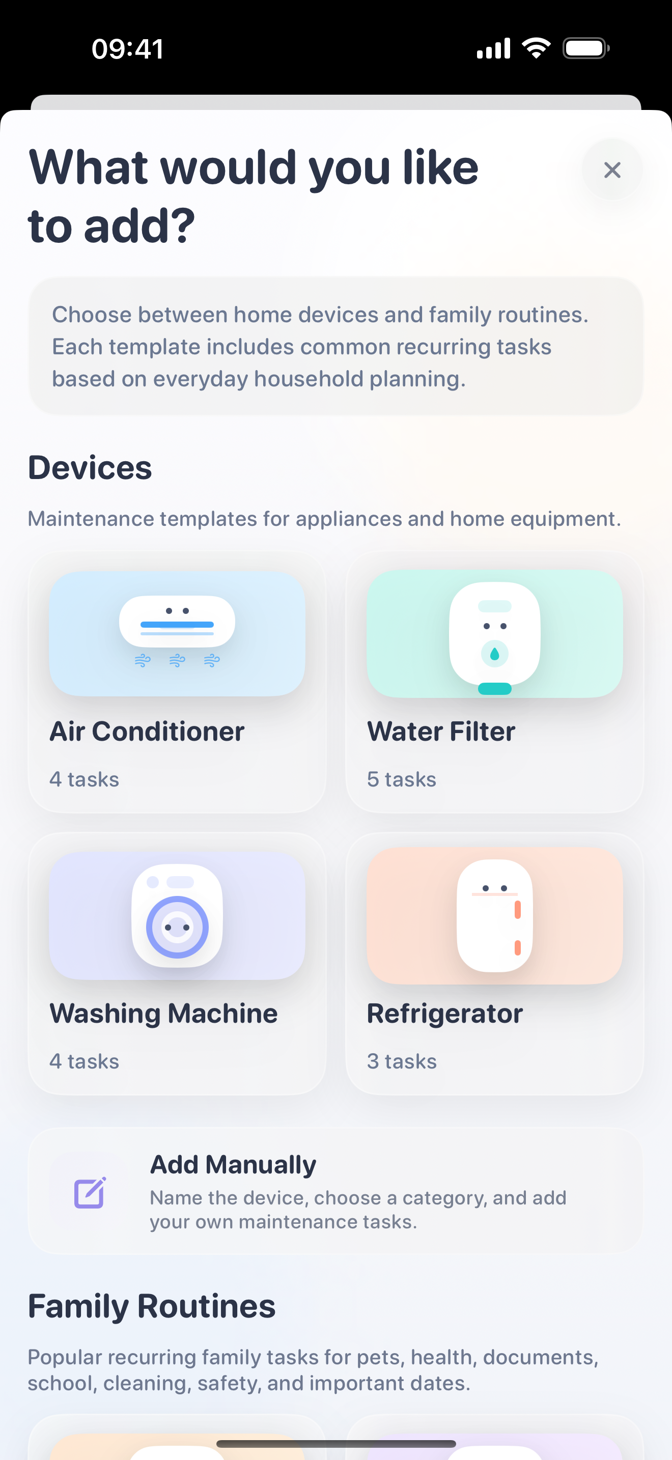 TaskyHome localized add chooser screenshot