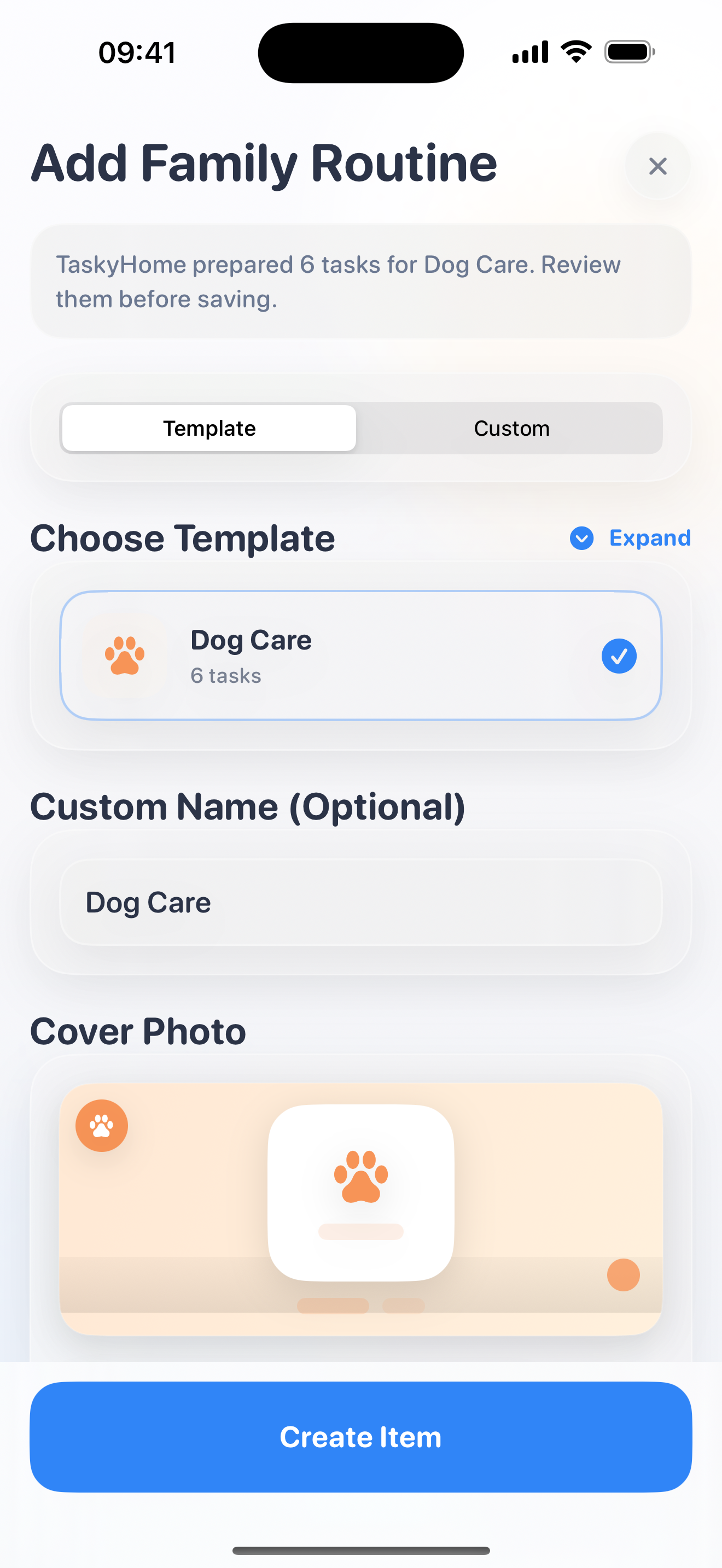 TaskyHome localized family routine screenshot